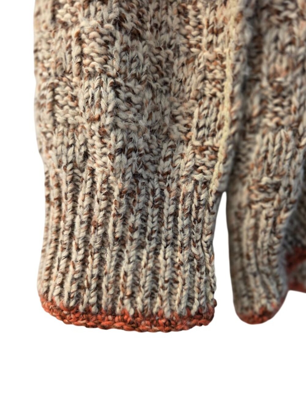 Free People ECHO Chunky Knit Turtleneck Pullover Wool Blend Cream Sweater Sz L - Picture 5 of 9